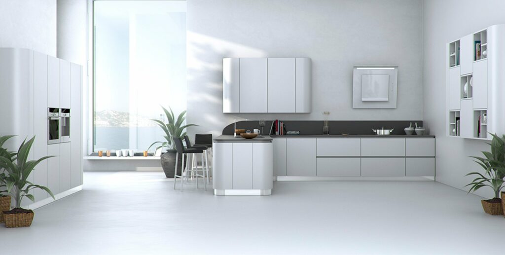 cocina blanca curva Davinia