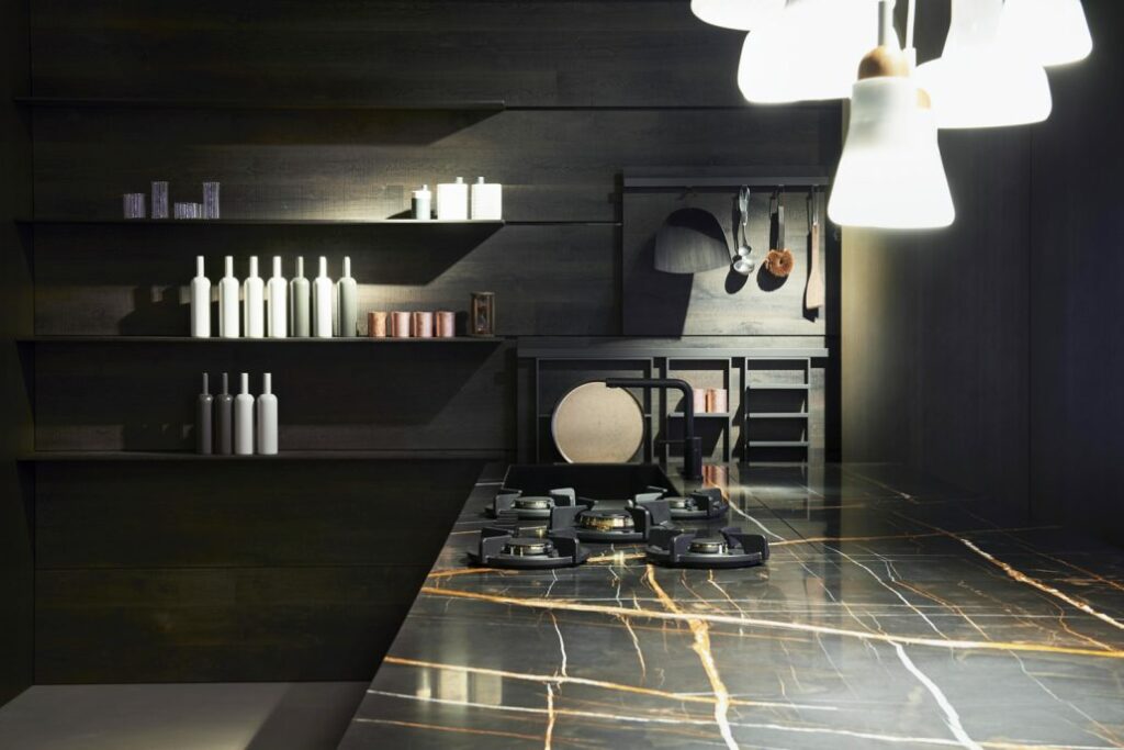 cocina con placas de gas integradas
