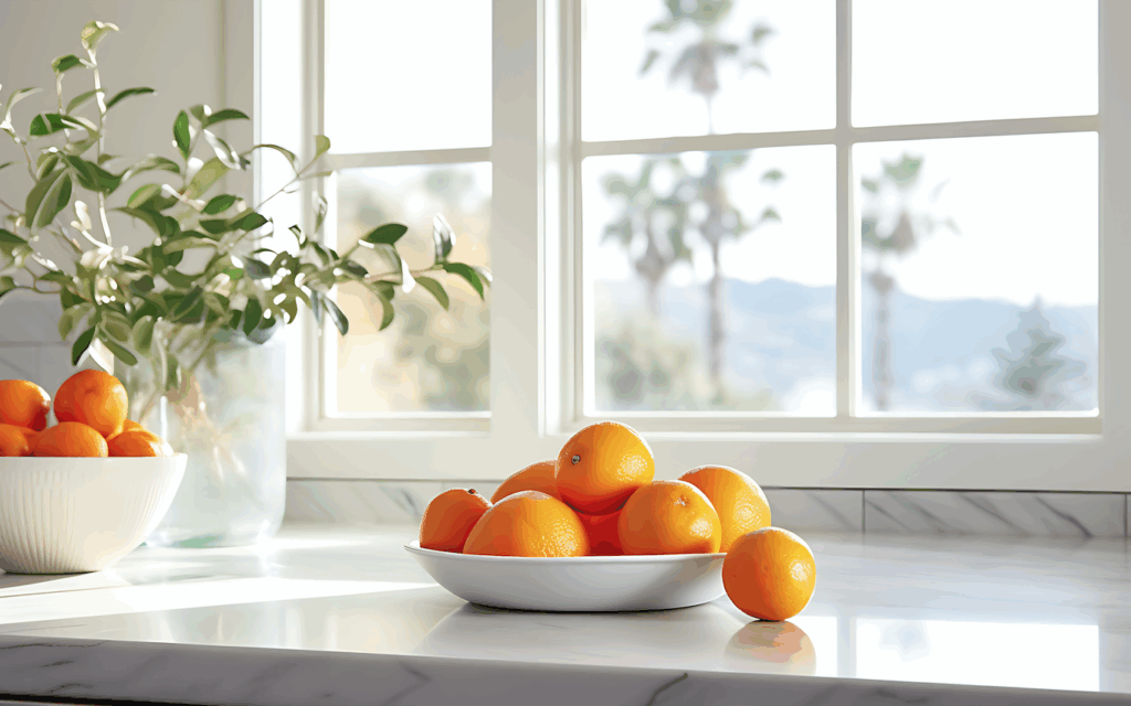 cocina fresca y ordenada en verano